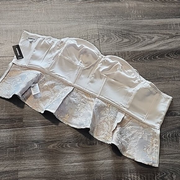 Express strapless Jacquard peplum Bustier Top - Picture 4 of 4